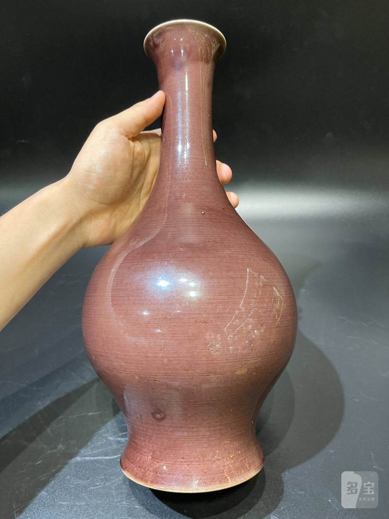 清道光 茄皮紫釉橄榄瓶 - 图5
